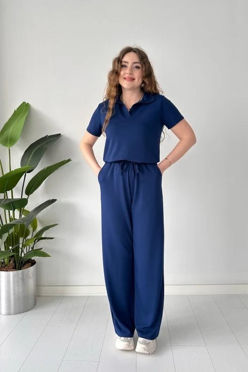 Women Polo Half Sleeves Trouser Set Women