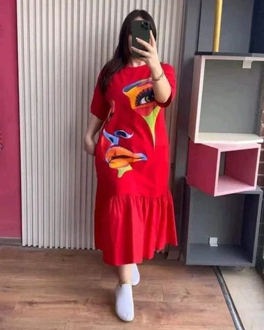High quality soft Cotton jersey - Drop Shoulder Maxi Tee by TZ Store