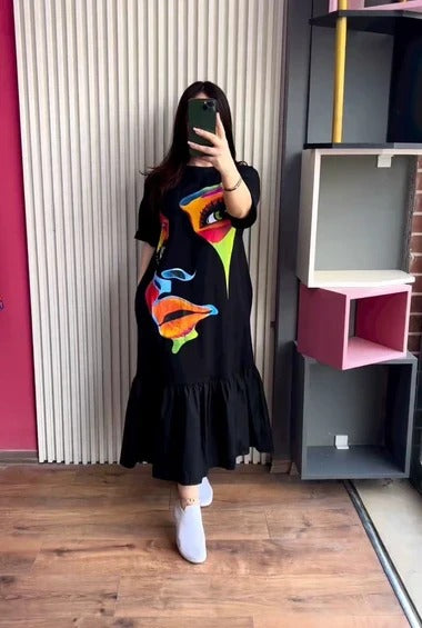 High quality soft Cotton jersey - Drop Shoulder Maxi Tee by TZ Store