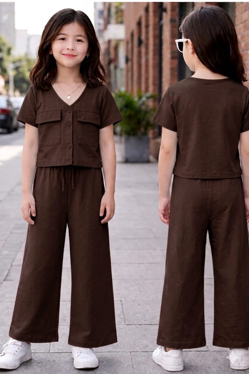 High Quality Fresh soft jersey - Girls Button Co-Ord Sets
