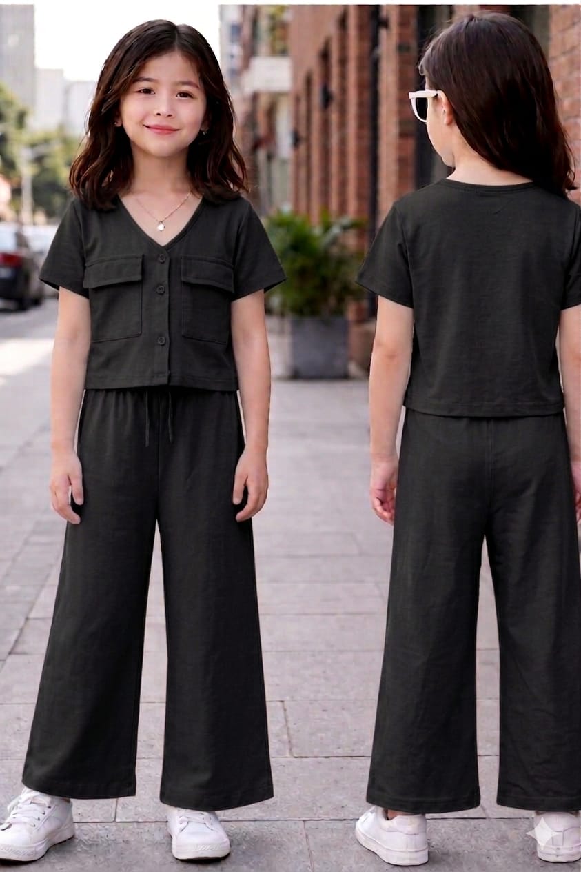 High Quality Fresh soft jersey - Girls Button Co-Ord Sets