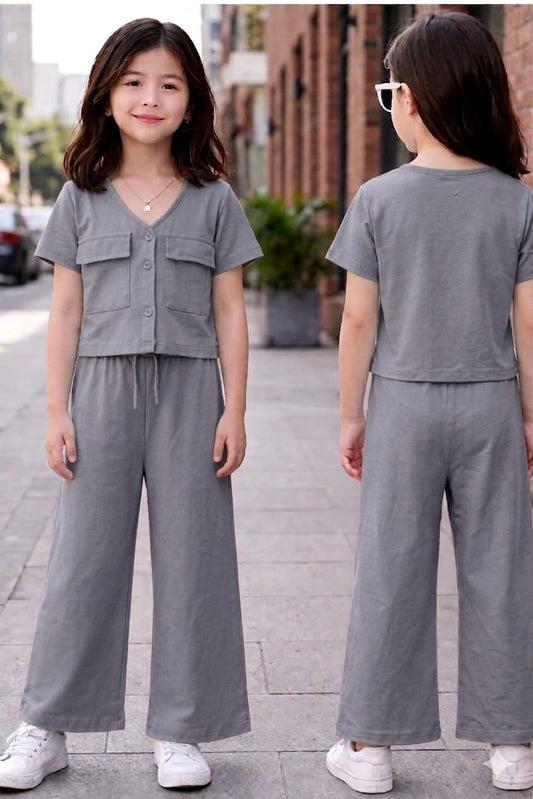 High Quality Fresh soft jersey - Girls Button Co-Ord Sets