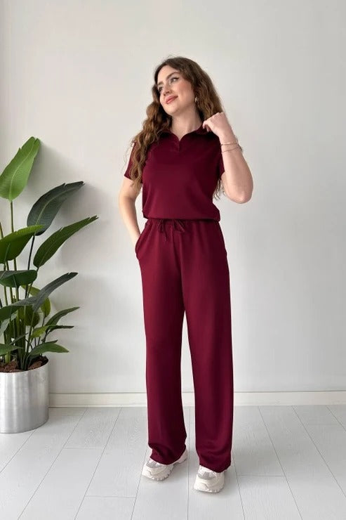 Women Polo Half Sleeves Trouser Set Women