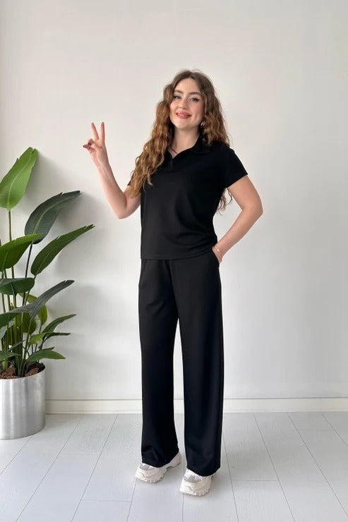 Women Polo Half Sleeves Trouser Set Women